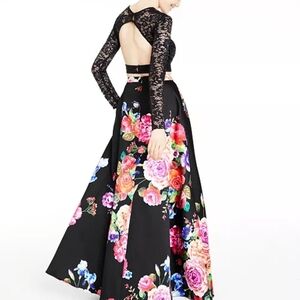 Macy's Black Floral Skirt.